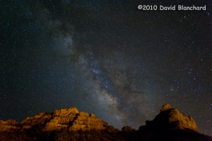 Milky Way Galaxy over the red rocks of Sedona, Arizona.