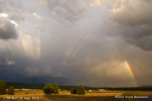 Rainbow and anti-crepuscalar rays over northern Arizona.