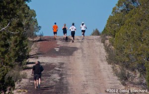 NATRA runners cresting a hill top on Route 66.