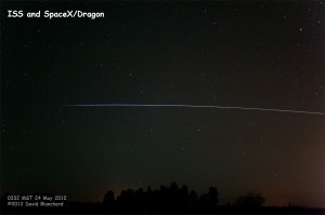 ISS and SpaceX/Dragon as they fly in tandem across the early morning sky in northern Arizona.