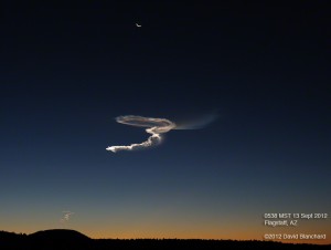 Exhaust trails from rockets launched in New Mexico as part of a test.