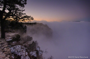 A break in the fog along the South Rim, Grand Canyon.