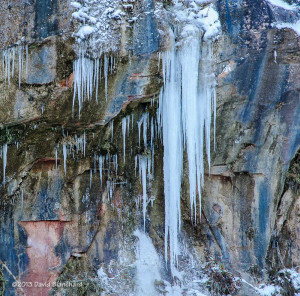 Giant icicles hang from the sandstone walls of West Fork Oak Creek.