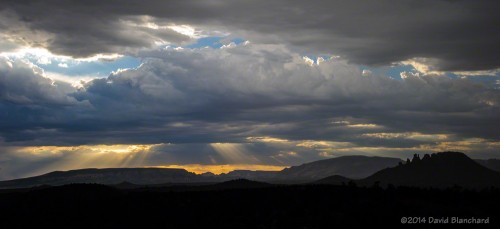 Setting sun in Sedona, Arizona.