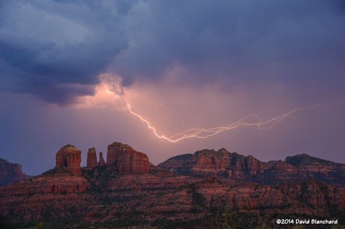 Lightning flash #1 beyond Cathedral Rock.
