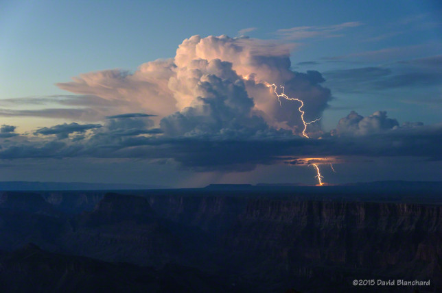 Twilight lightning near Grand Canyon.