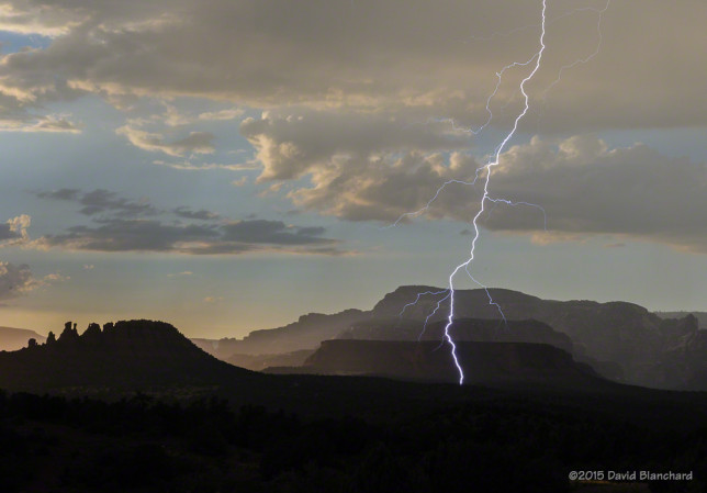Lightning over the Dry Creek basin in Sedona, Arizona.