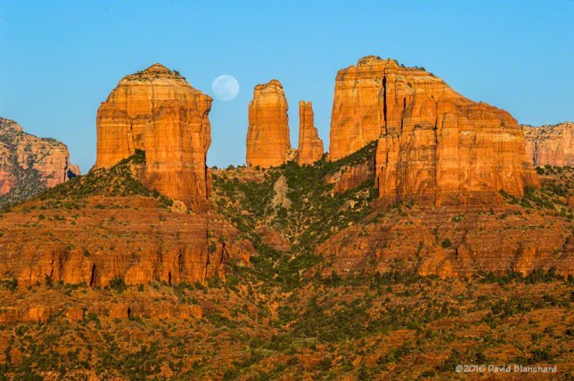 Moonrise near Cathedral Rock, Sedona, Arizona.