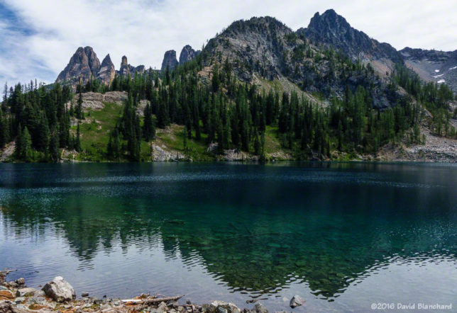 Blue Lake with Liberty Bell Mtn. in the background.
