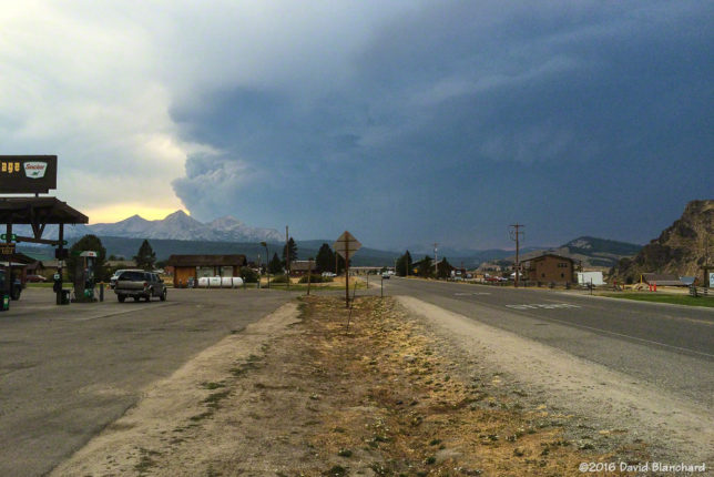 Pioneer Fire as seen from Stanley, Idaho, on 29 August 2016.