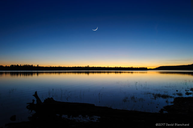 Crescent Moon above Lake Mary.