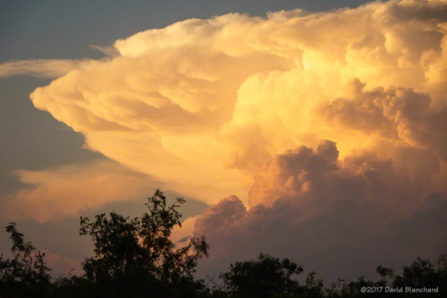 Thunderstorms at sunset in Abilene, Texas.