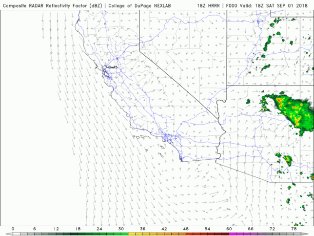 HRRR simulated radar forecast for the afternoon of 01 September. (Animated GIF courtesy of College of DuPage.)