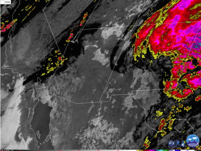 GOES-16 IR satellite image from ~5 a.m. showing large areas of fog across northern Arizona.