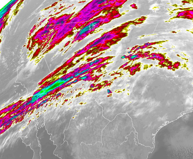 Satellite image showing extensive clouds during the Lunar eclipse.