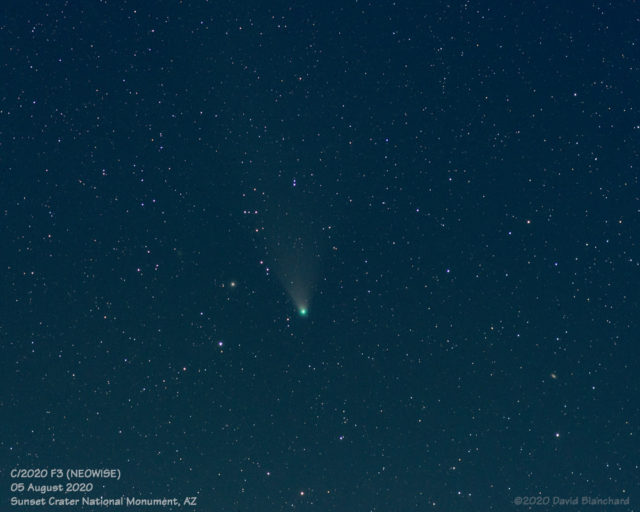 Comet C/2020 F3 (NEOWISE) in the evening sky.