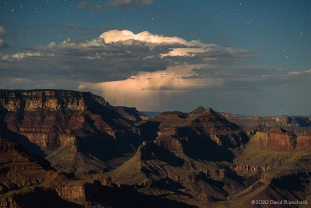 In-cloud lightning illuminates a small Cb near the Grand Canyon. I was trying to photograph the comet so I got lucky with this storm.