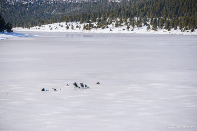 Ice fishing on Upper Lake Mary.