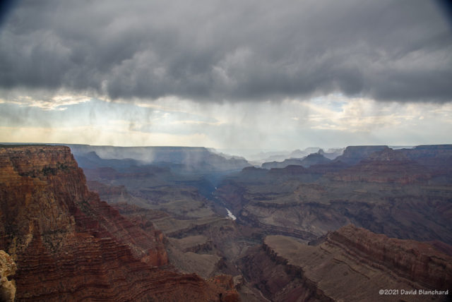 Weak showers at Grand Canyon.