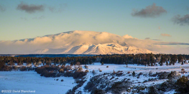 Sunrise over the San Francisco Peaks on New Years Day.