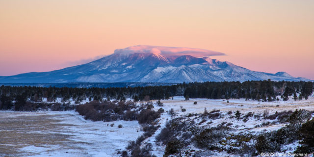 First light on the cap cloud atop the San Francisco Peaks (0712 MST 17 Feb 2022).