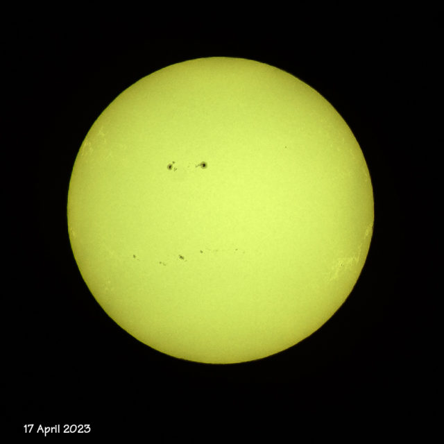 Solar image with sunspots.