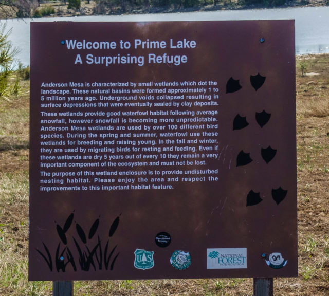 Descriptive sign at Prime Lake.