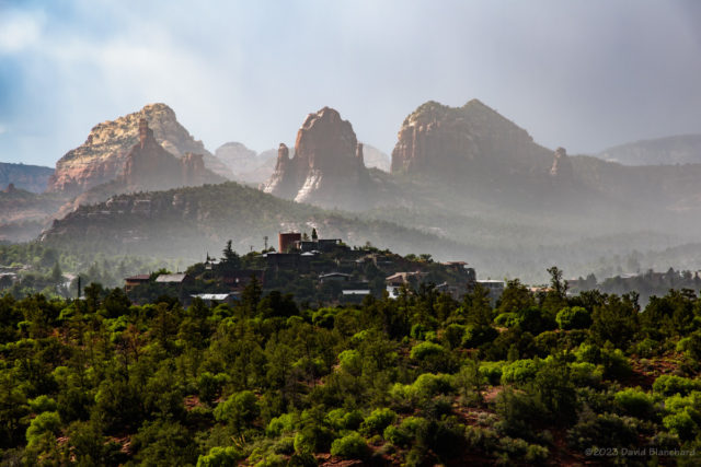 A thunderstorm moves across the Red Rocks of Sedona.