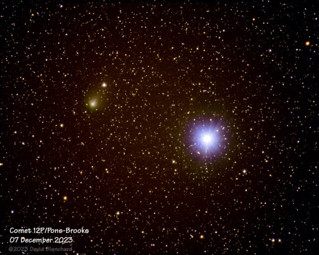 Comet 12P/Pons-Brooks in the constellation Lyra and near the bright star Vega.