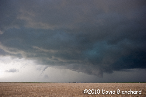 Brief tornado north of Tribune, Kansas.
